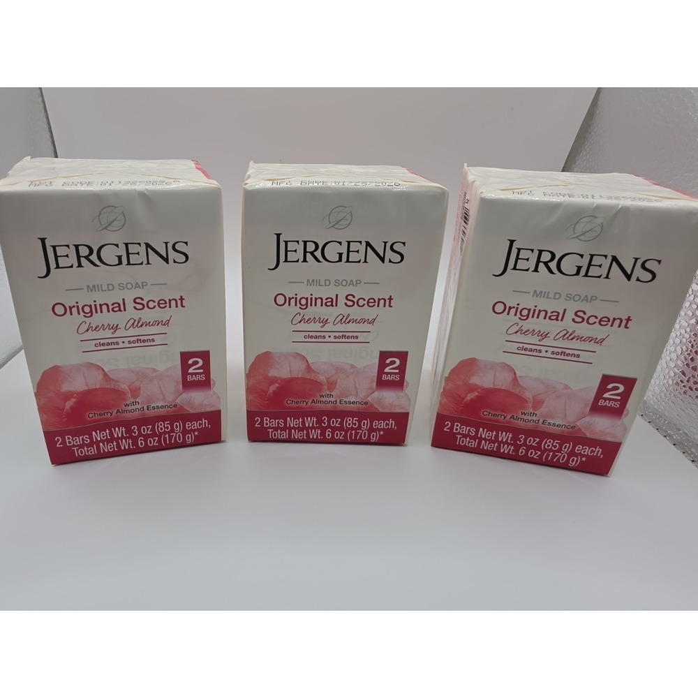 3 pack of Jergens Cherry Almond Mild Soap Original Scent - 8 Bars - 3 Oz Each